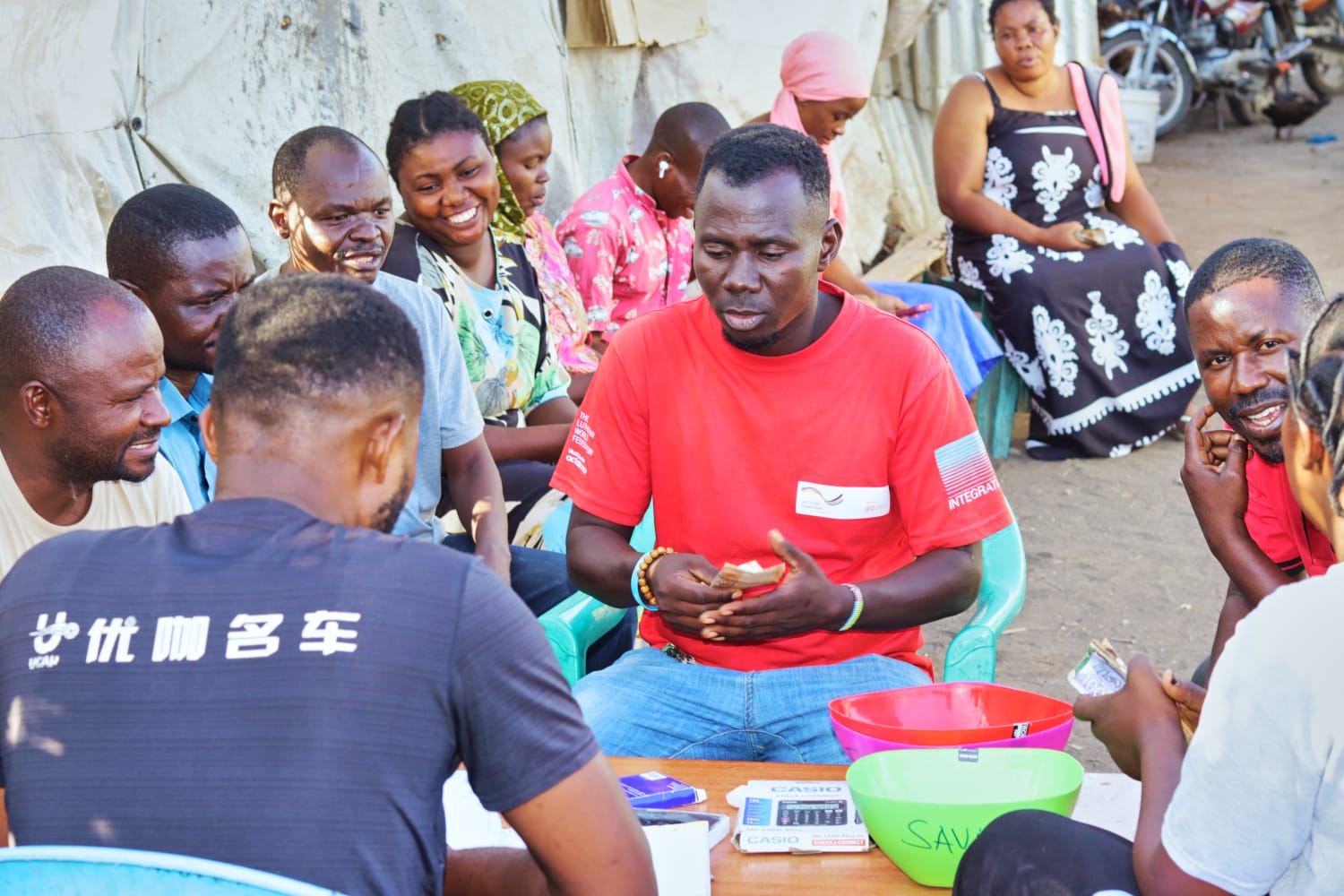 Members listening during a training session